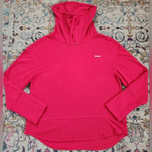 REEBOK Women's Hot Pink French Terry Cowl Neck Pullover Sweatshirt Hoodie XL